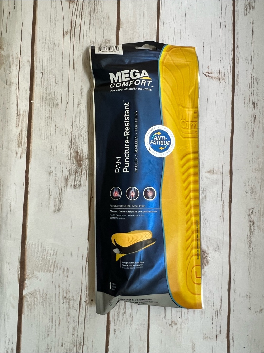 NEW Yellow Antifatigue PAM Puncture-Resistant Insole sealed package - 10-11Men